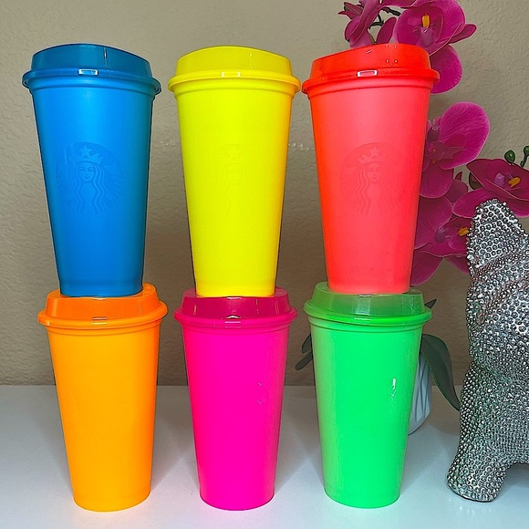 ❌LAST ONE❌ NEW✨Starbucks colors Reusable Cups in Box 💗💜💛💙💚🧡 - Picture 2 of 9